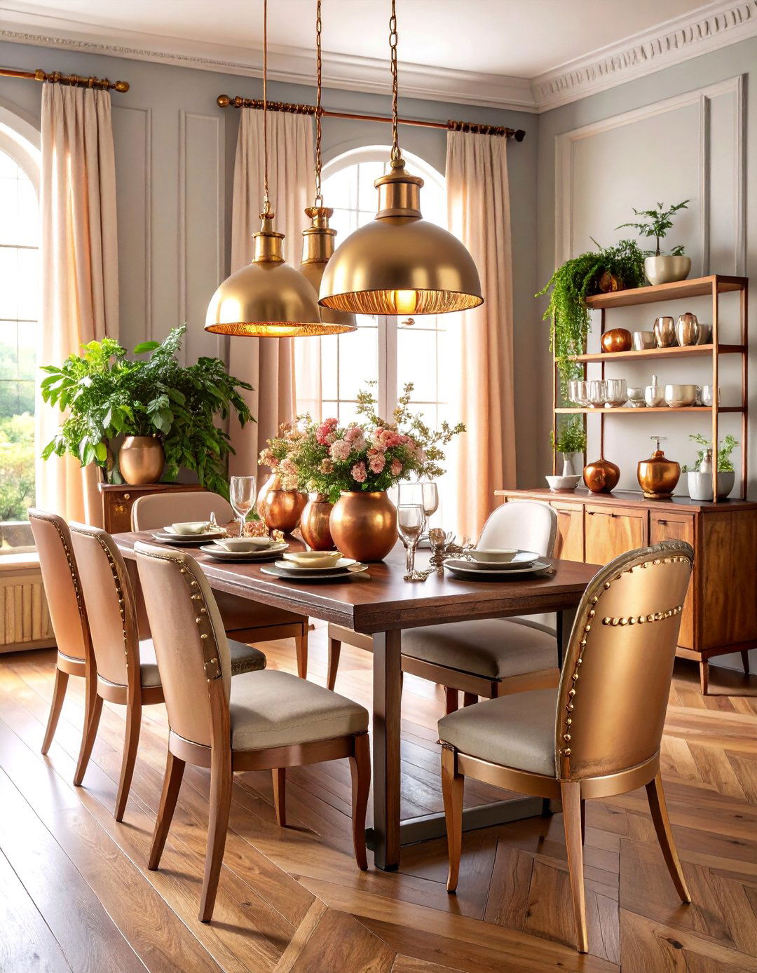 Vintage Dining Room with Brass and Copper Accents - 25 Vintage Dining Room Ideas