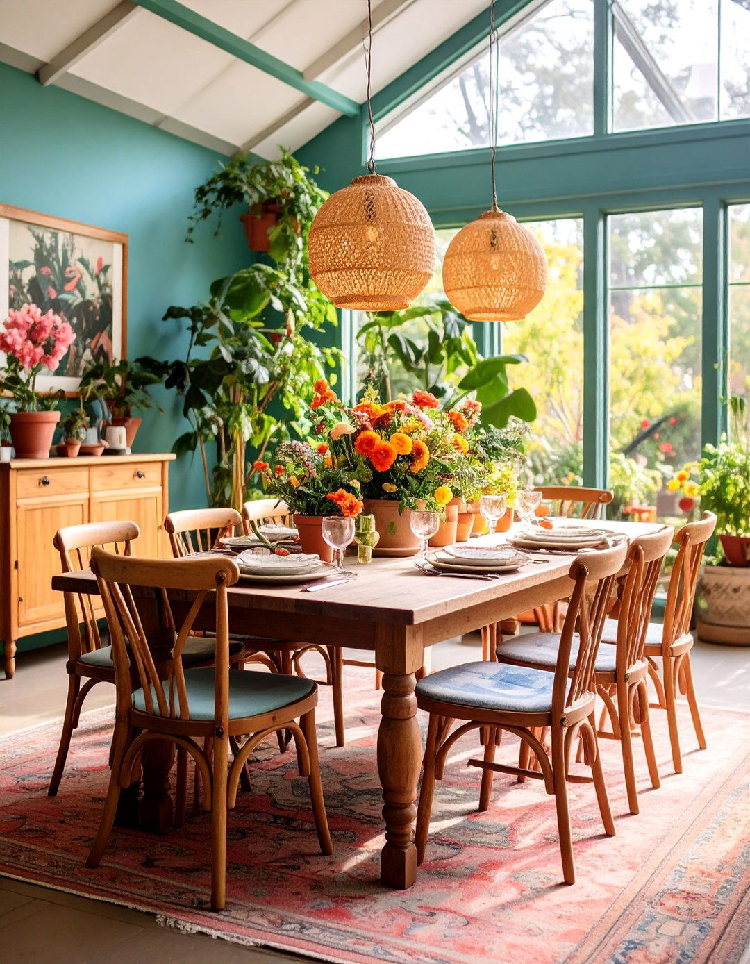 Vintage Dining Room with Garden Inspired Elements - 25 Vintage Dining Room Ideas