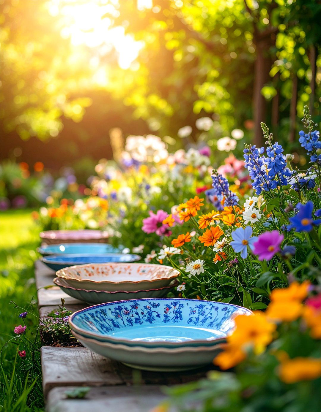 Vintage Dishware Garden Borders - 25 Recycled Garden Edging Ideas