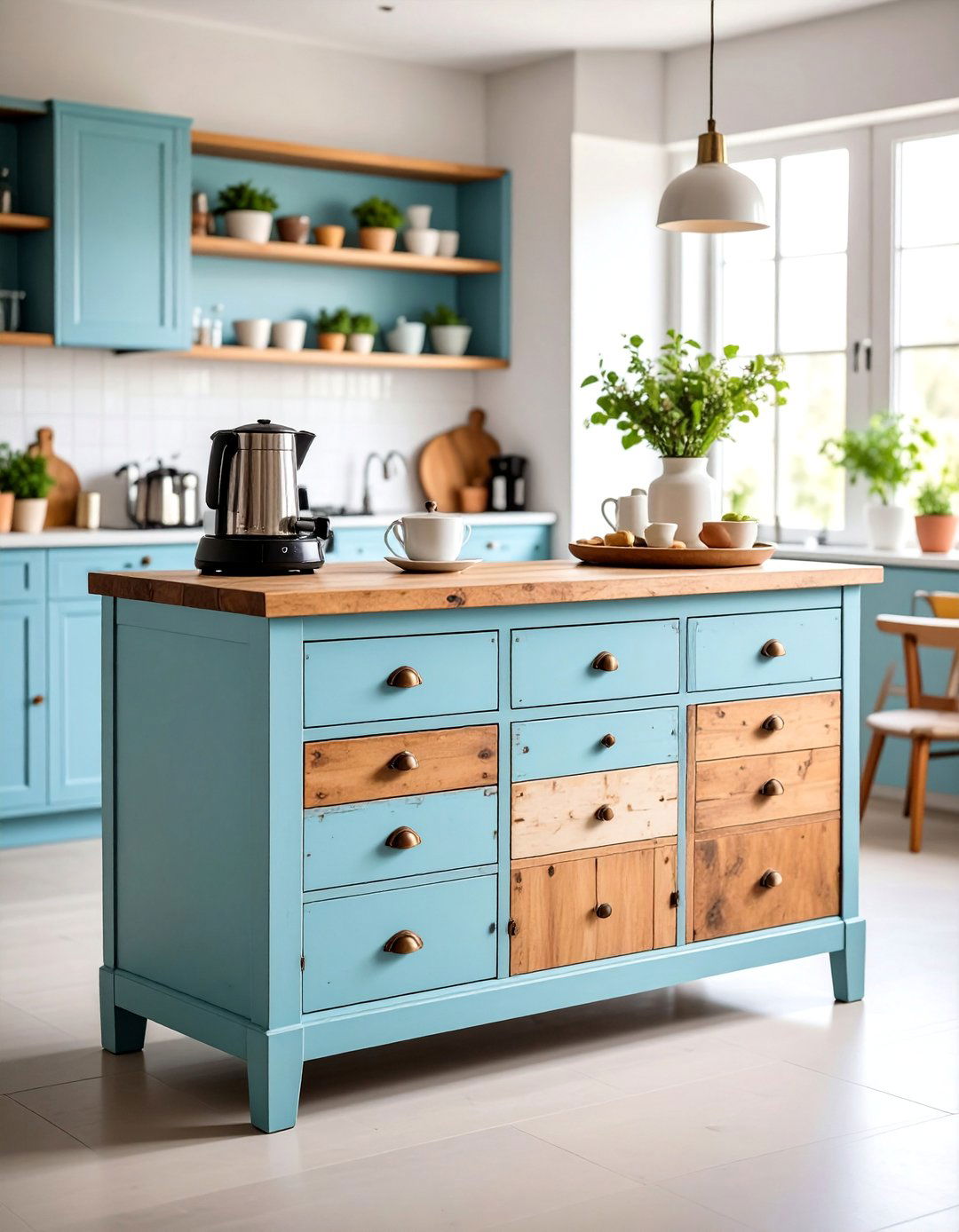 Vintage Dresser Coffee Bar with Antique Character - 25 Coffee Station Ideas