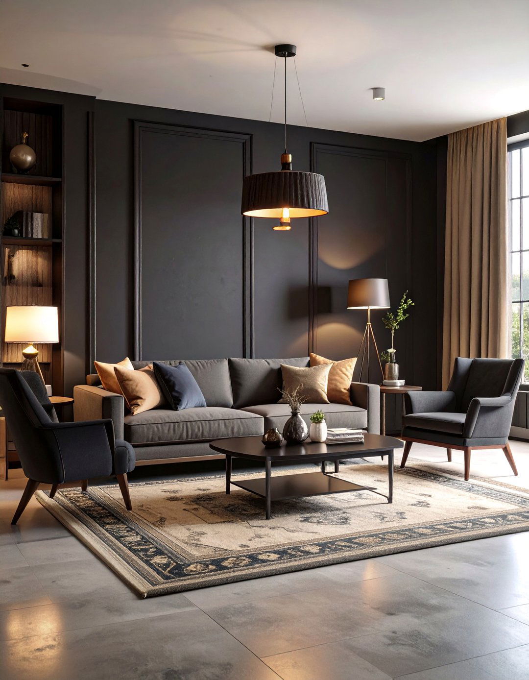 Vintage Eclectic Black Beige Living Room - 25 Black and Beige Living Room Ideas