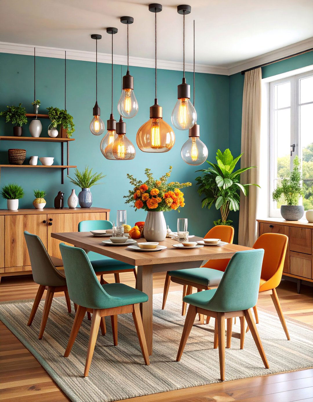 Vintage Edison Bulb Dining Room Lighting with Exposed Filaments - 25 Dining Room Lighting Ideas