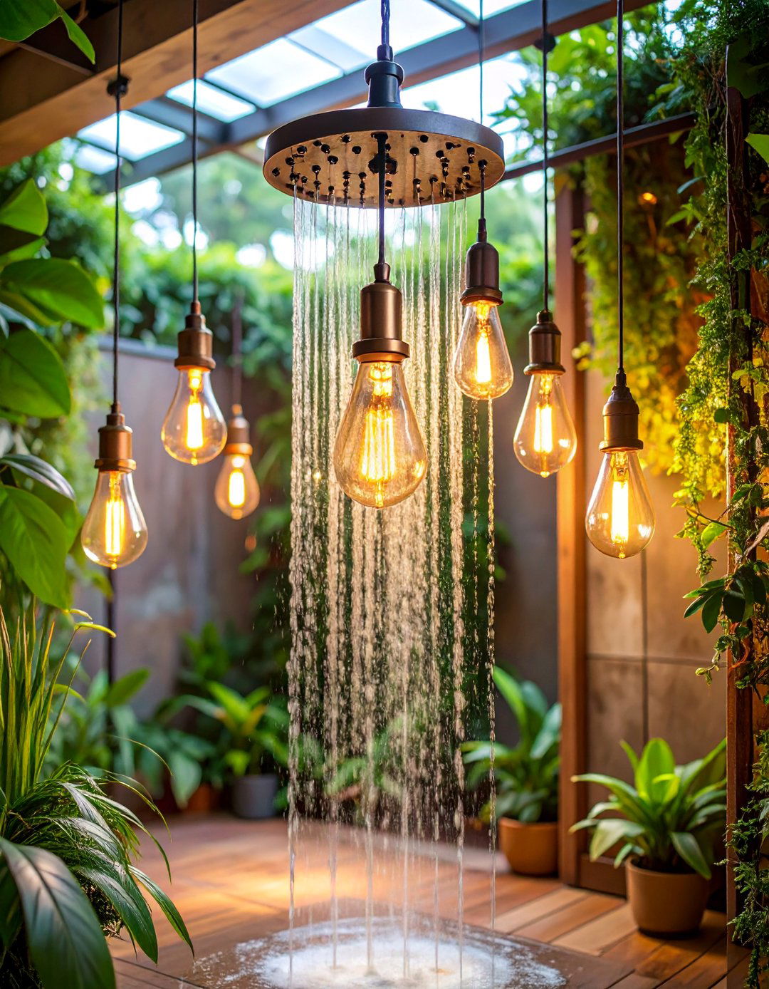 Vintage Edison Bulb Shower Fixtures - 25 Shower Lighting Ideas