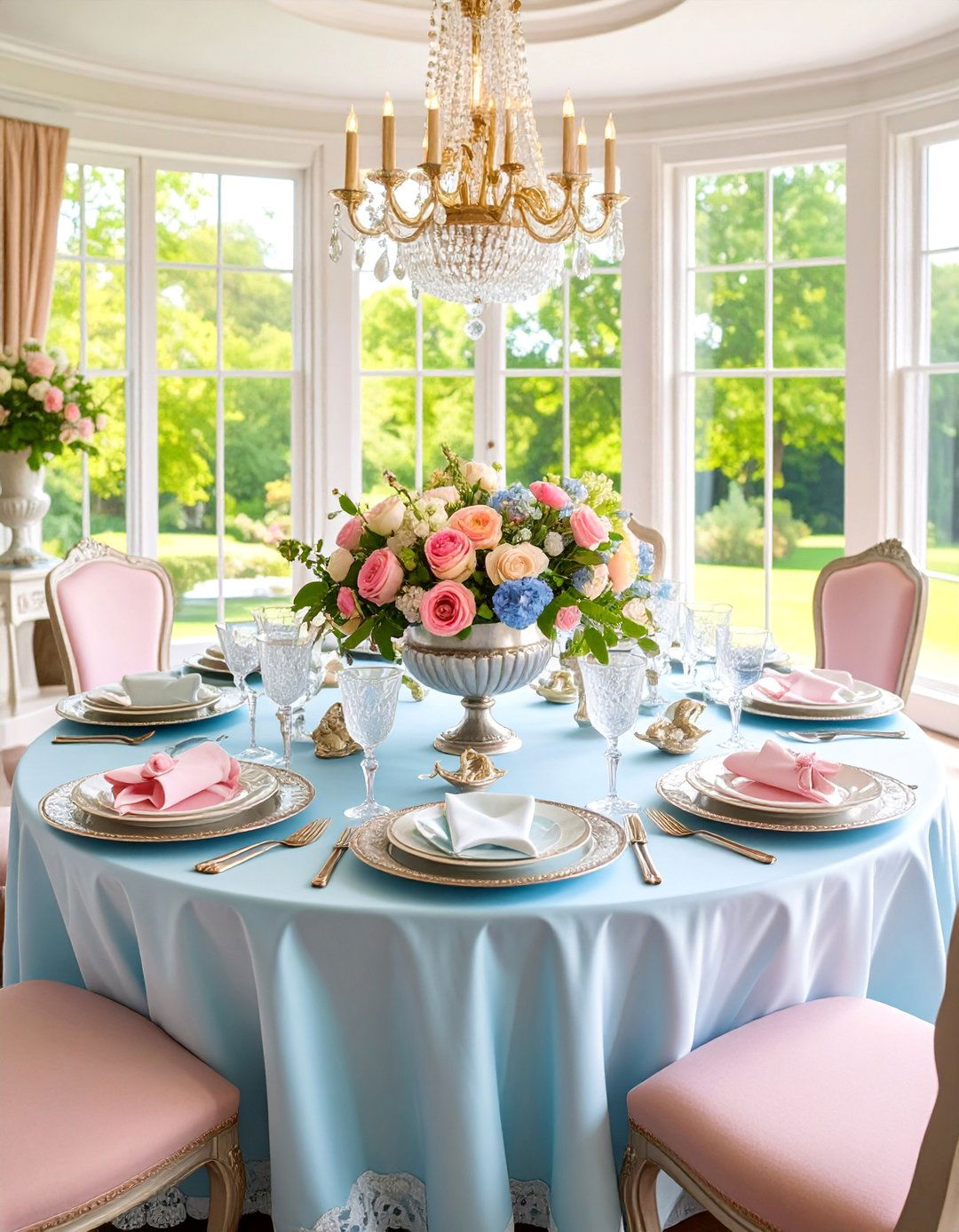 Vintage Elegant Round Table with Antique Accessories - 25 Round Table Decor Ideas