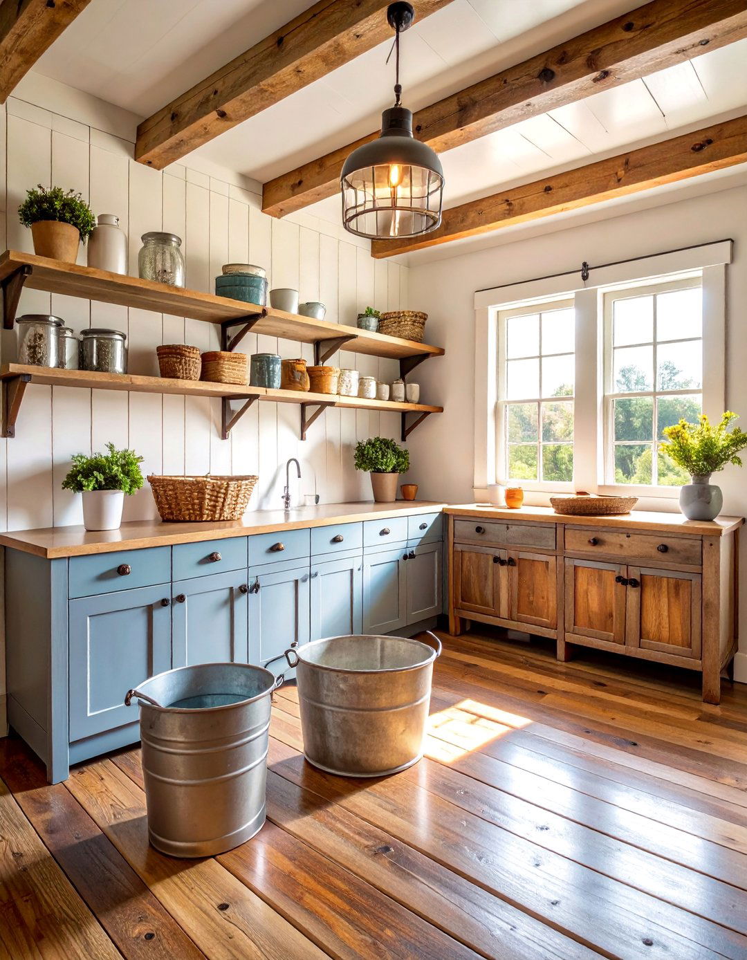 Vintage Farmhouse Laundry Room with Galvanized Metal Accents - 25 Vintage Laundry Room Decor Ideas
