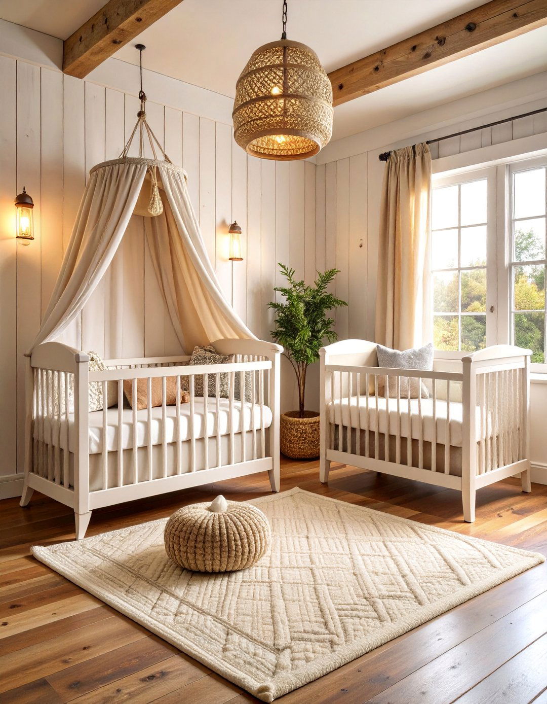 Vintage Farmhouse Twin Nursery with Rustic Charm - 25 Twin Nursery Ideas