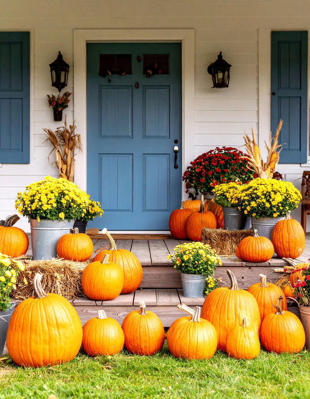 Vintage Farmhouse Wooden Pumpkin Display - 25 Pumpkin Decor Ideas