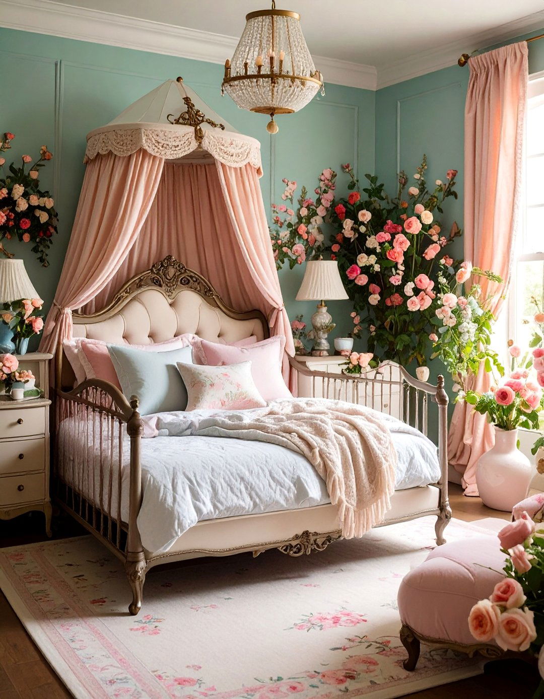Vintage Floral Garden Nursery with Rose Motifs - 25 Vintage Nursery Ideas