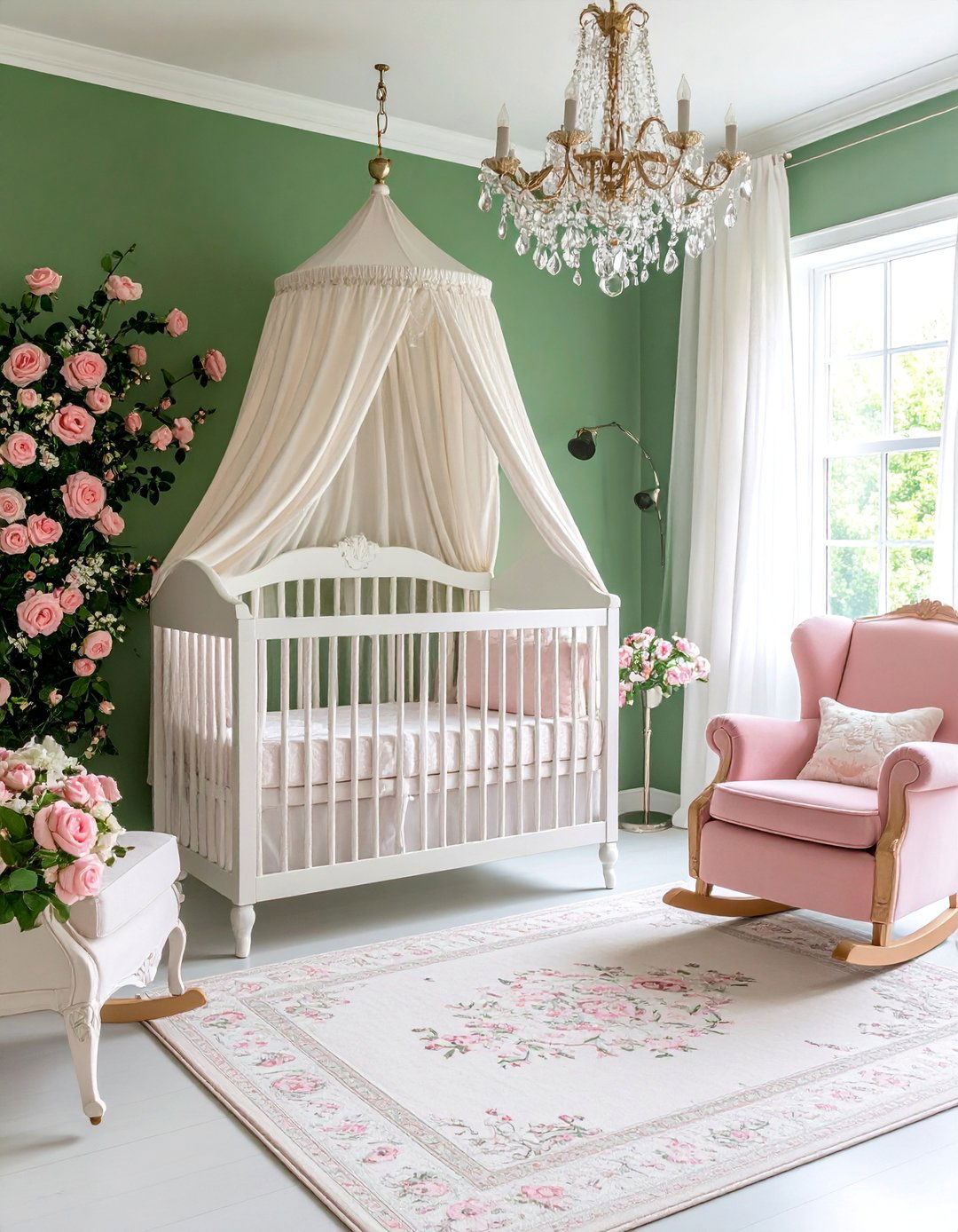 Vintage Floral Pink and Green Nursery - 25 Pink and Green Nursery Ideas