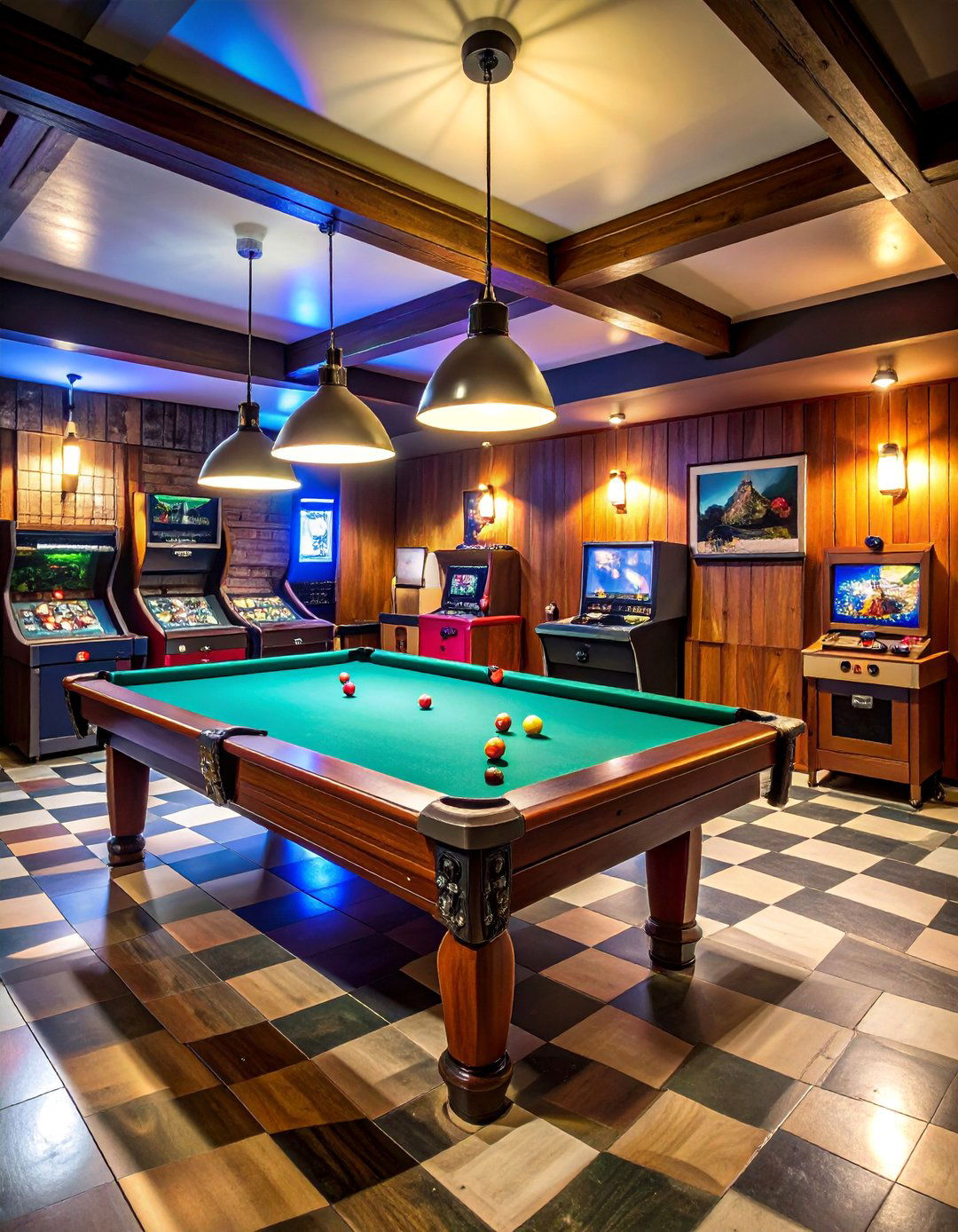 Vintage Game Room with Classic Arcade Elements - 25 basement decorating ideas