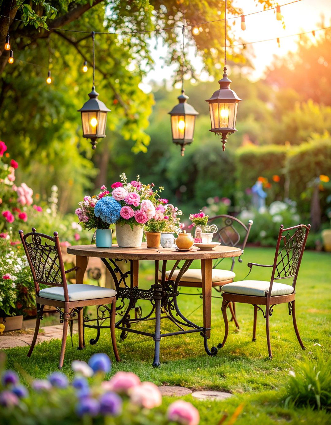 Vintage Garden Party Entertainment Space - 25 Backyard Decor Ideas