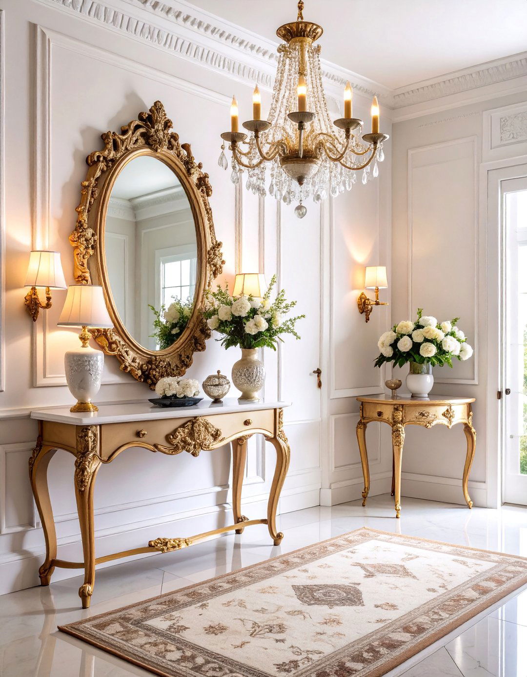 Vintage Glam Entryway with Statement Lighting - 25 Eclectic Interior Design Ideas