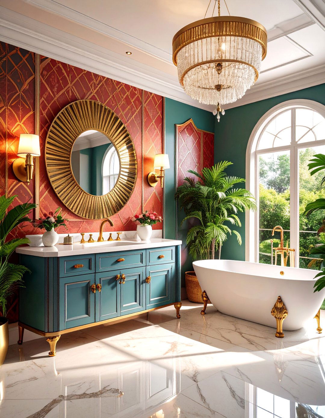 Vintage Glamour Half Bathroom with Art Deco Elements - 25 Half Bathroom Ideas
