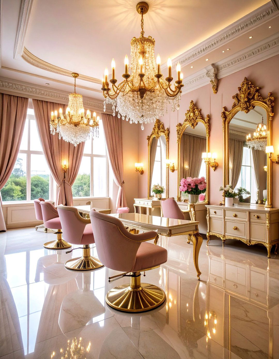 Vintage Glamour Salon with Art Deco Features - 25 Small Salon Interior Design Ideas