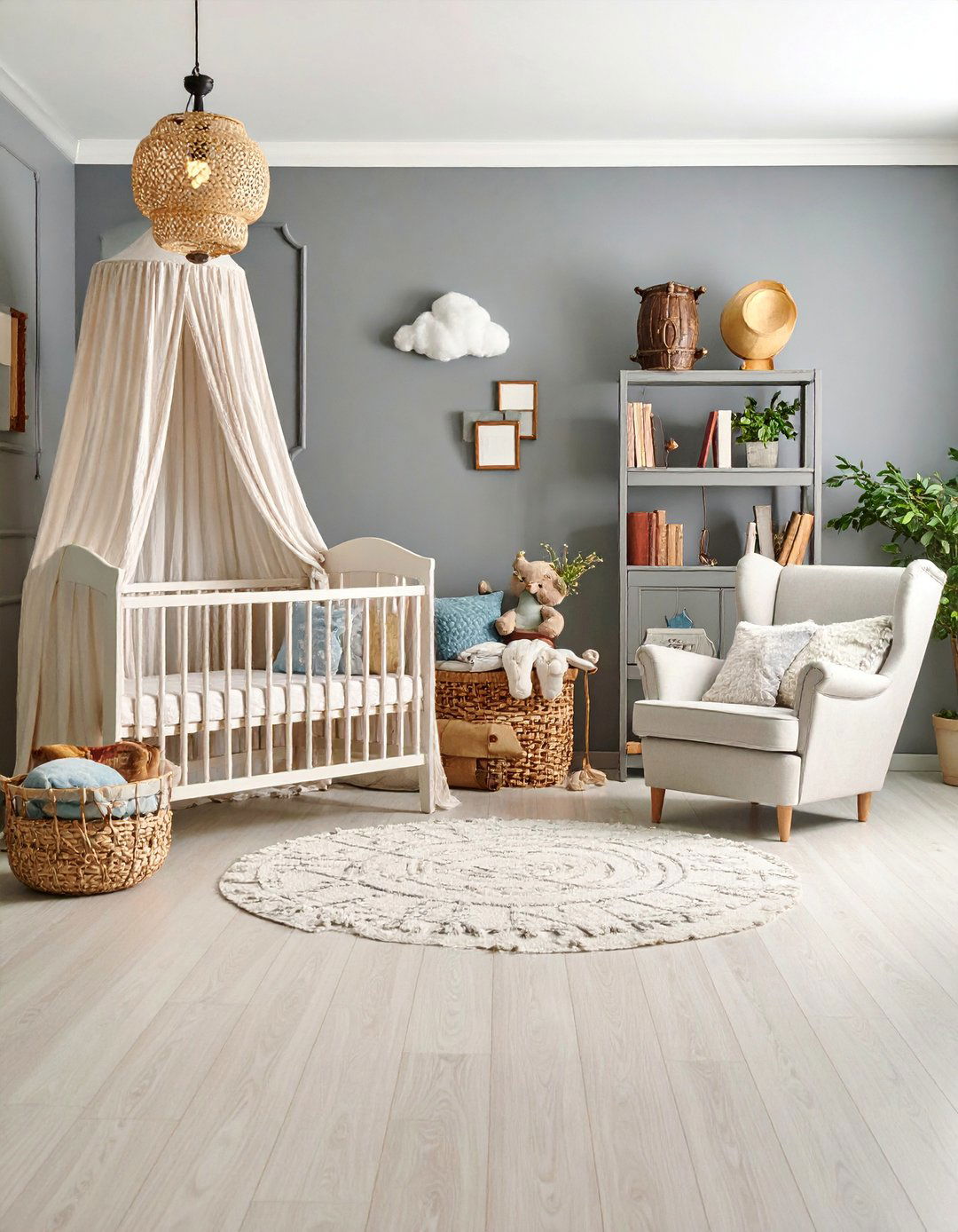 Vintage Grey Nursery with Antique Details - 25 Grey Nursery Ideas