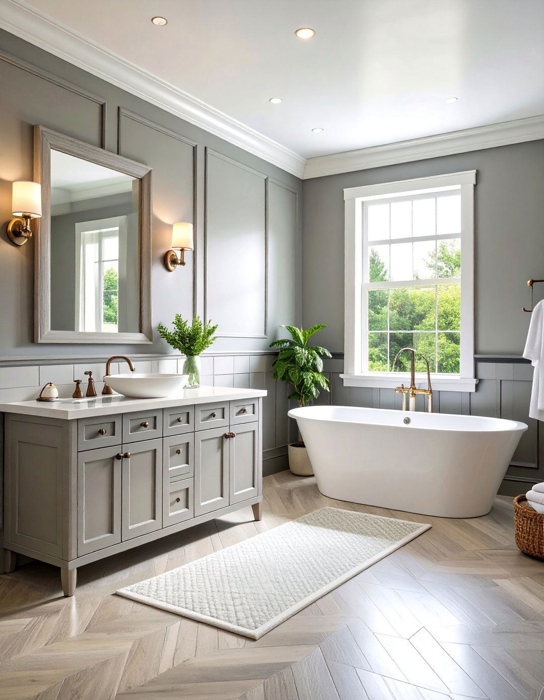 Vintage Grey Subway Pattern - 25 Grey Tile Bathroom Ideas