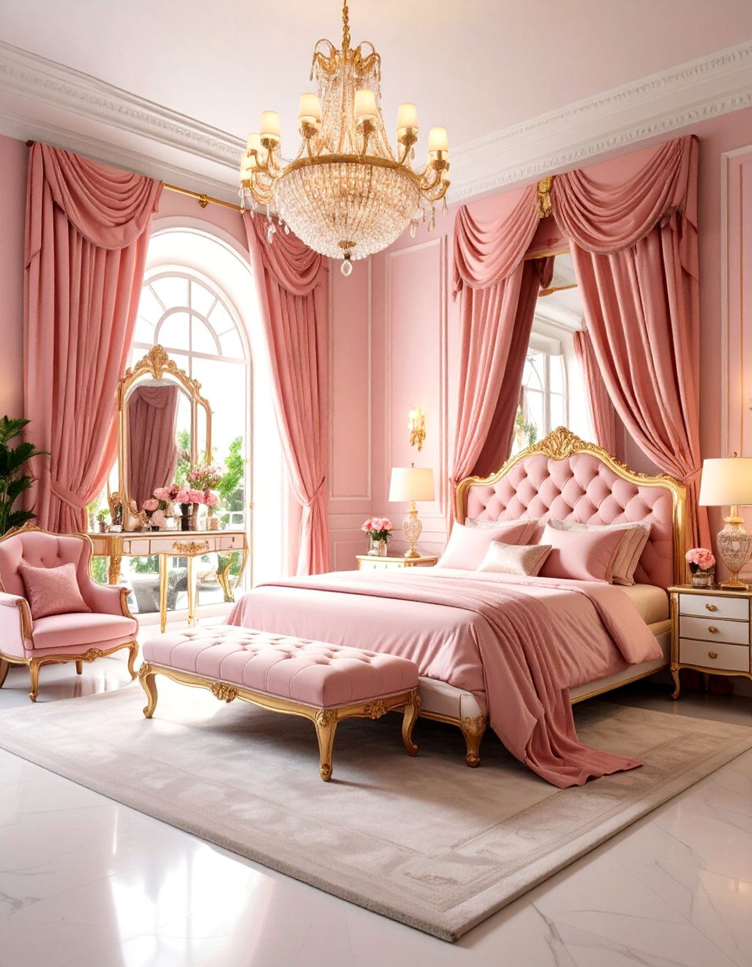 Vintage Hollywood Bedroom with Dressing Room Area - 25 Teen Girl Bedroom Ideas