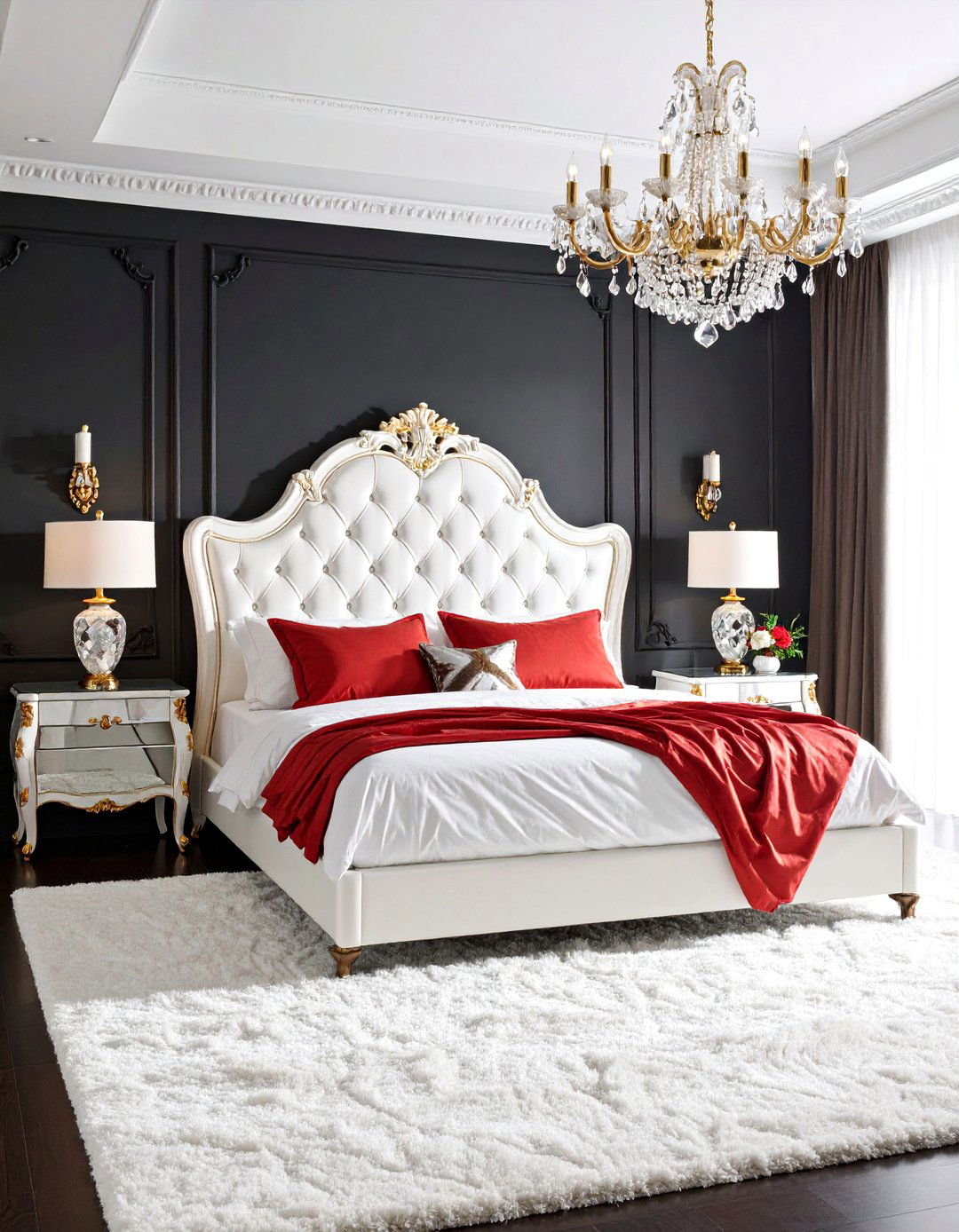 Vintage Hollywood Regency Bedroom - 25 red black and white bedroom ideas