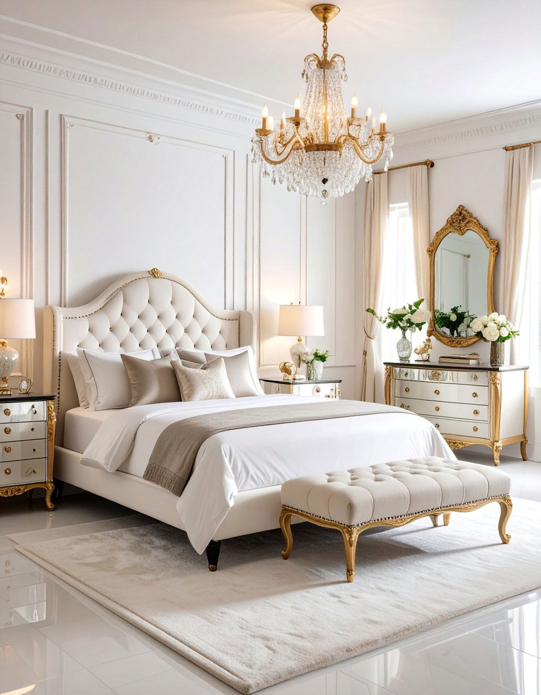 Vintage Hollywood Regency Feminine Bedroom - 25 Feminine Black and White Bedroom Ideas