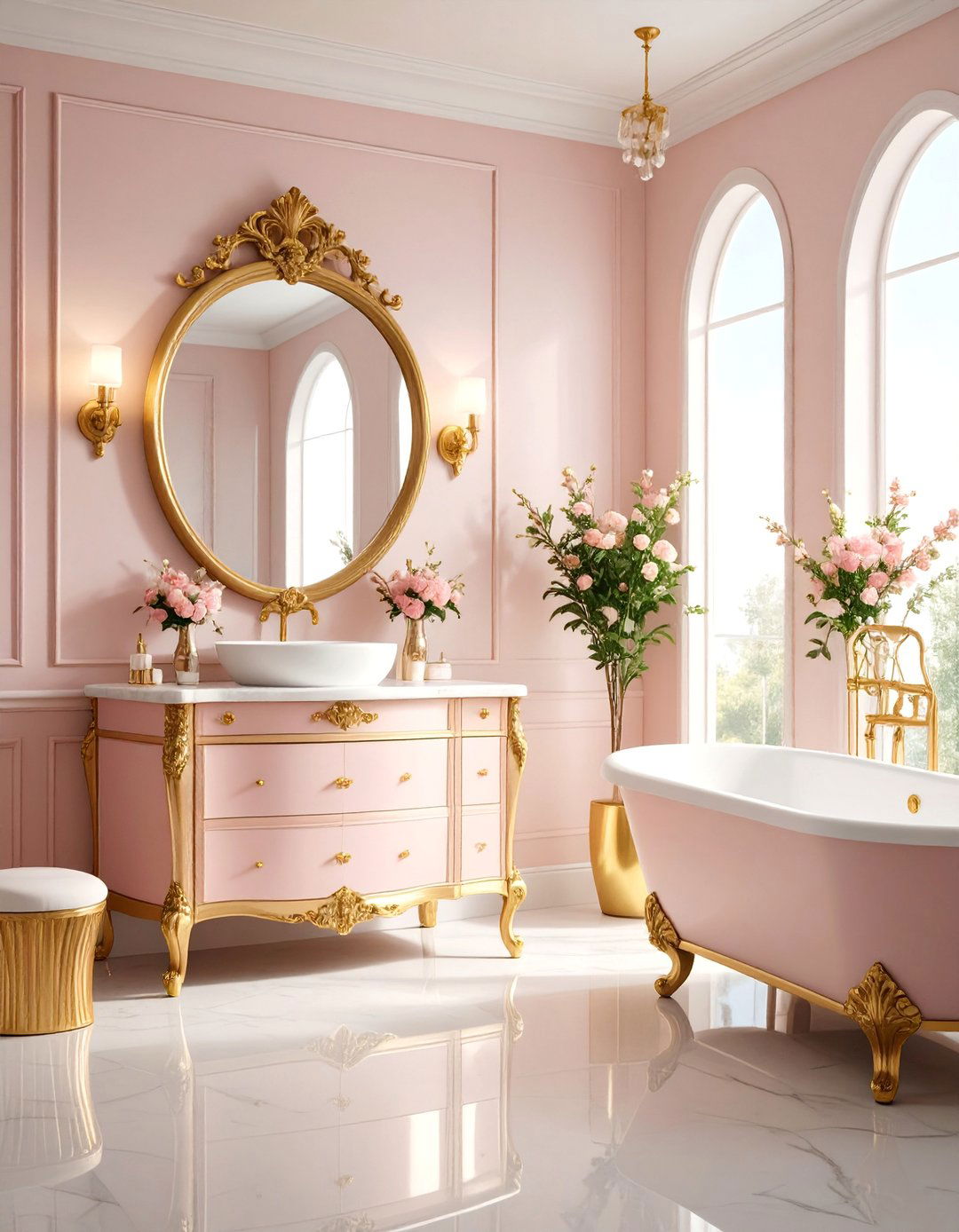 Vintage Hollywood Regency Powder Room - 25 Vintage Decor Ideas