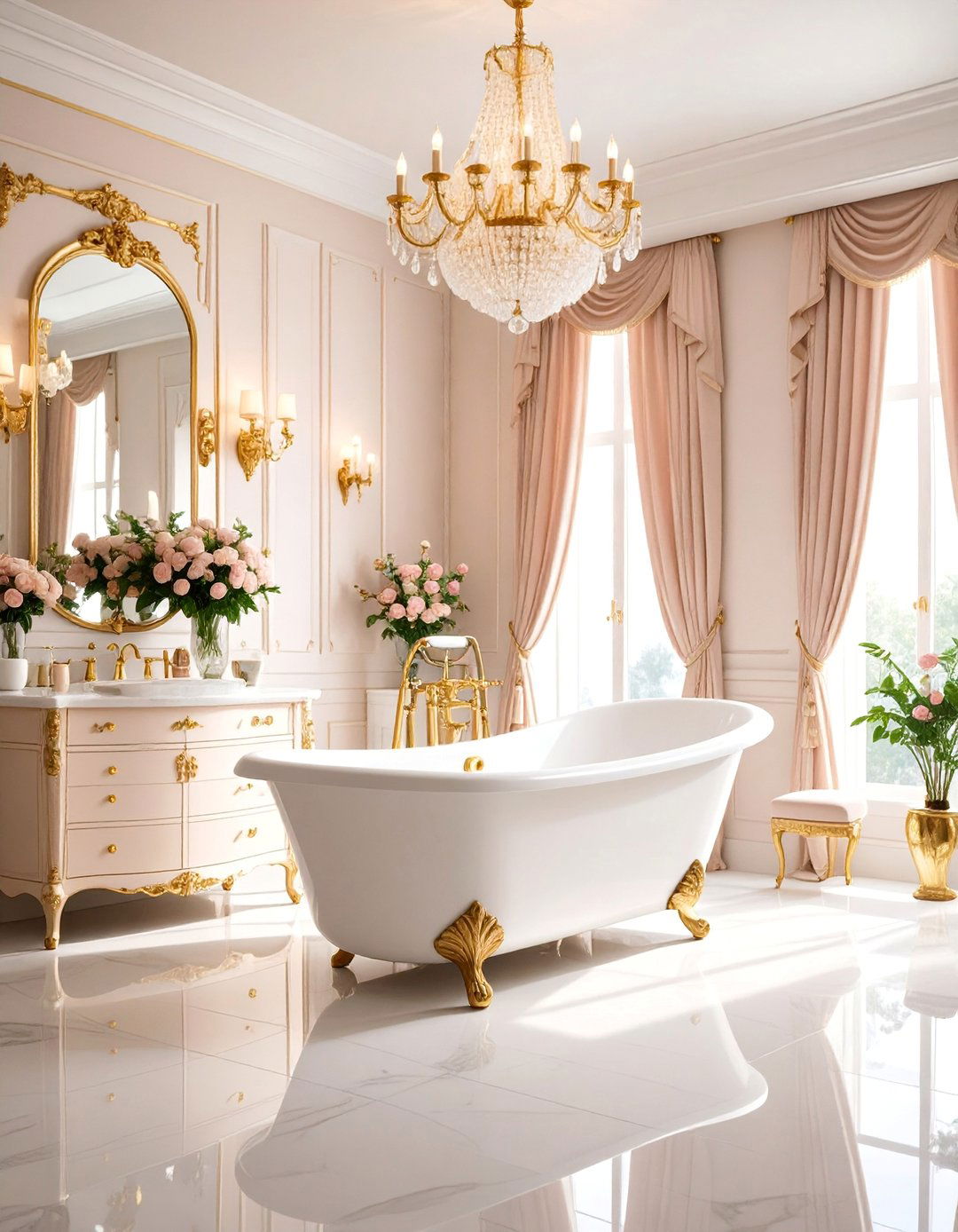 Vintage Hollywood Regency with Metallic Accents - 25 Primary Bathroom Ideas