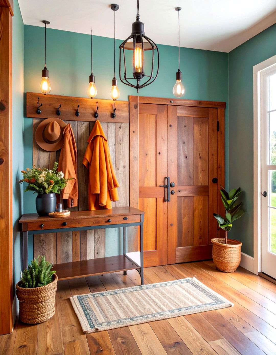 Vintage Industrial Coat Rack Wall - 25 Farmhouse Entryway Ideas