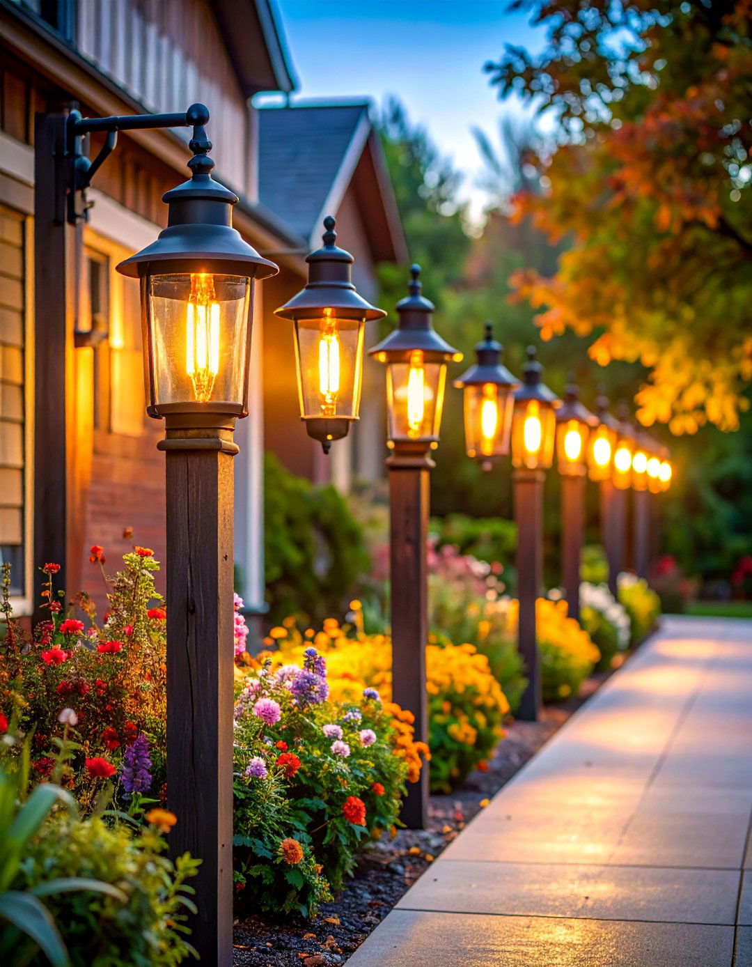 Vintage Industrial Driveway Design Theme - 25 Driveway Lighting Ideas