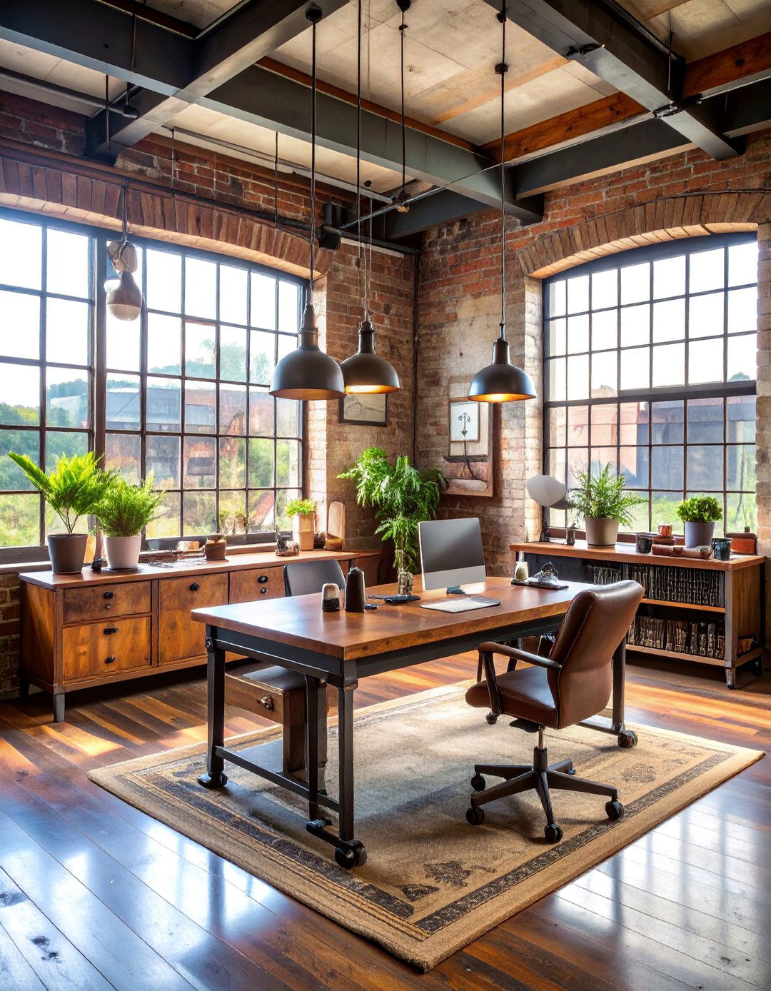 Vintage Industrial Loft Office with Authentic Character - 25 Loft Office Ideas