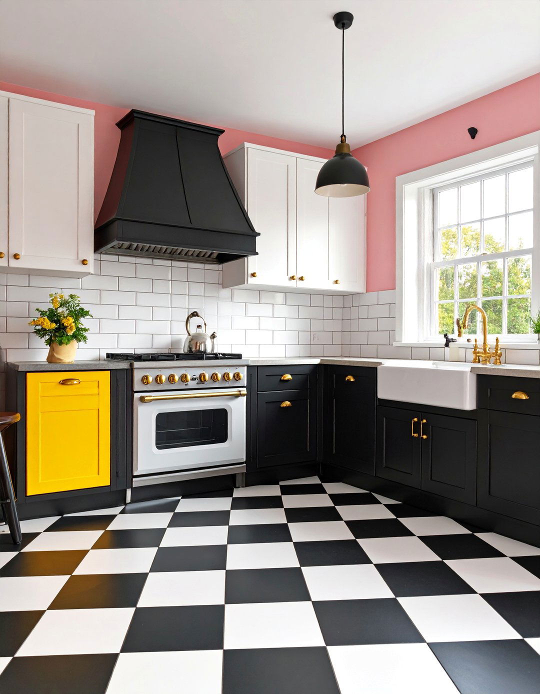 Vintage Inspired Black and White Checkerboard Kitchen - 25 black white and gold kitchen ideas