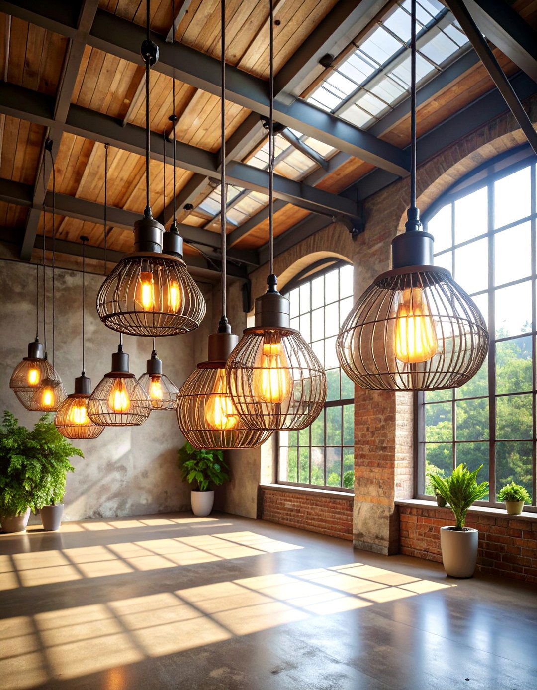 Vintage Inspired Cage Pendants with Industrial Heritage - 25 Vaulted Ceiling Lighting Ideas