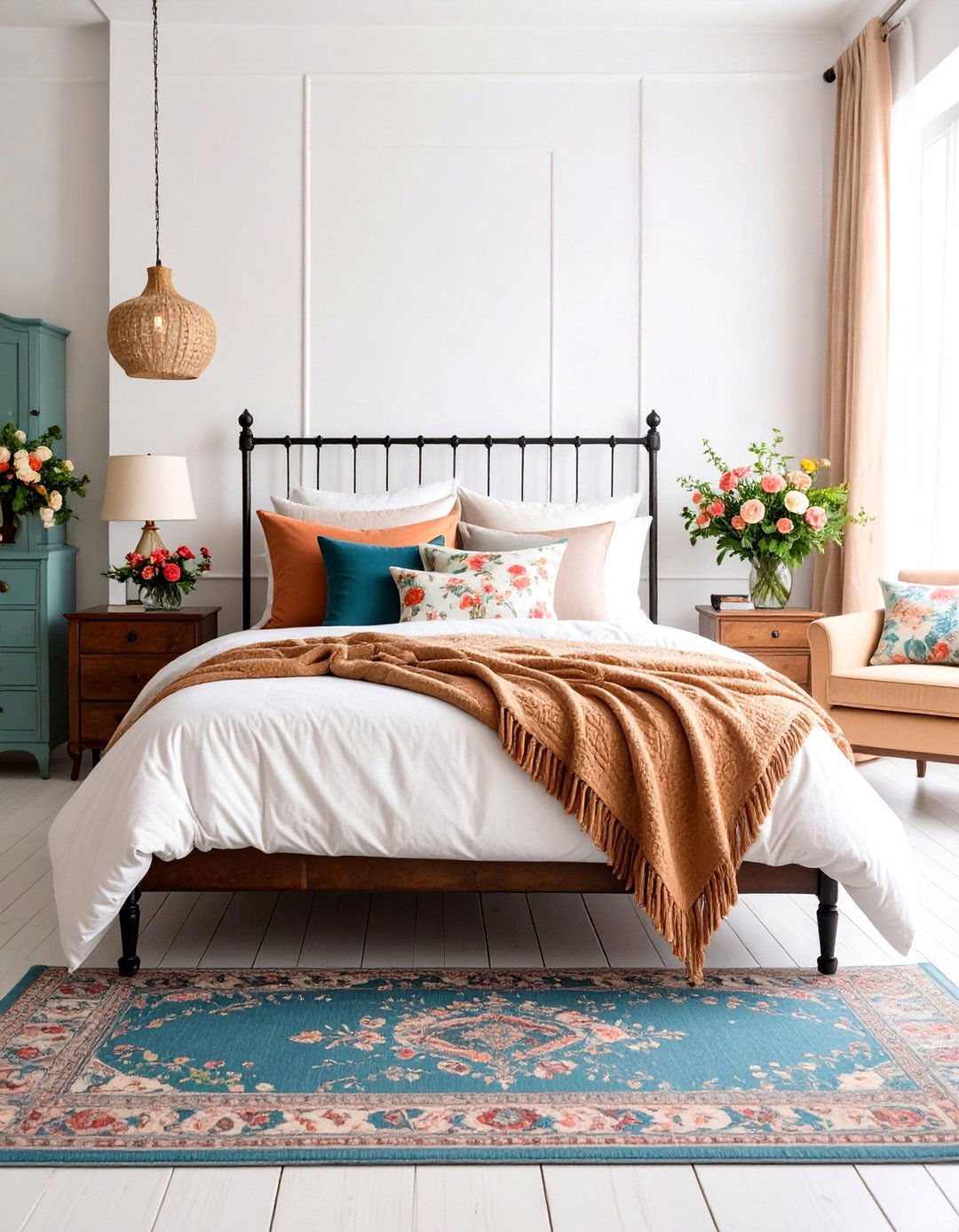 Vintage Inspired Guest Bedroom with Floral Accents - 25 Nancy Meyers Interior Design Ideas