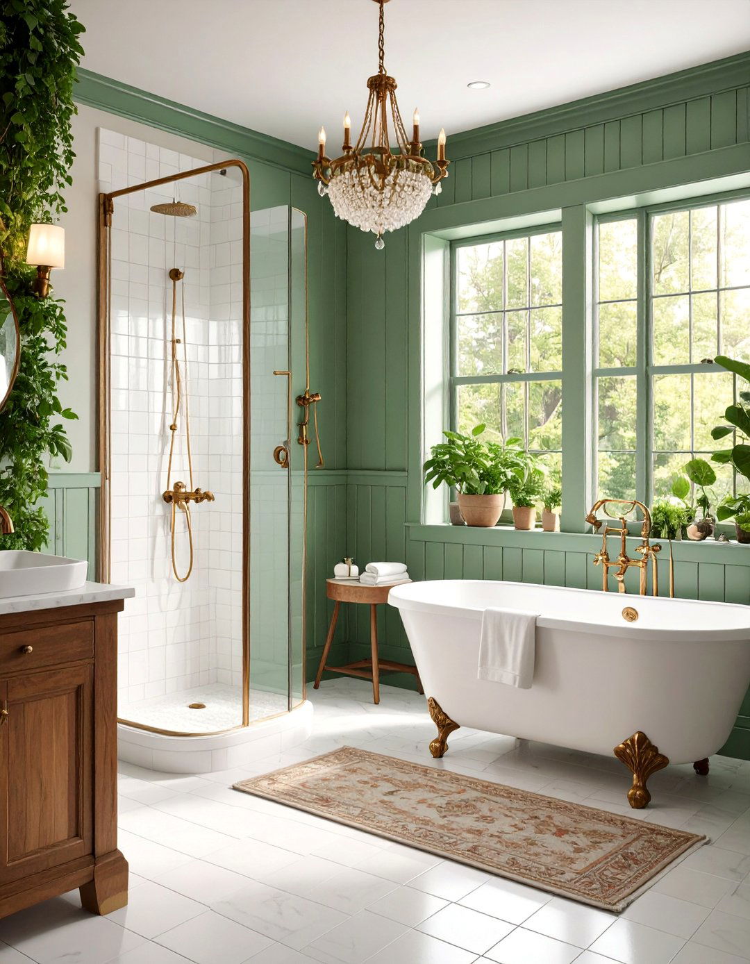 Vintage Inspired Half Wall Shower with Wainscoting - 25 Half-wall Shower Ideas