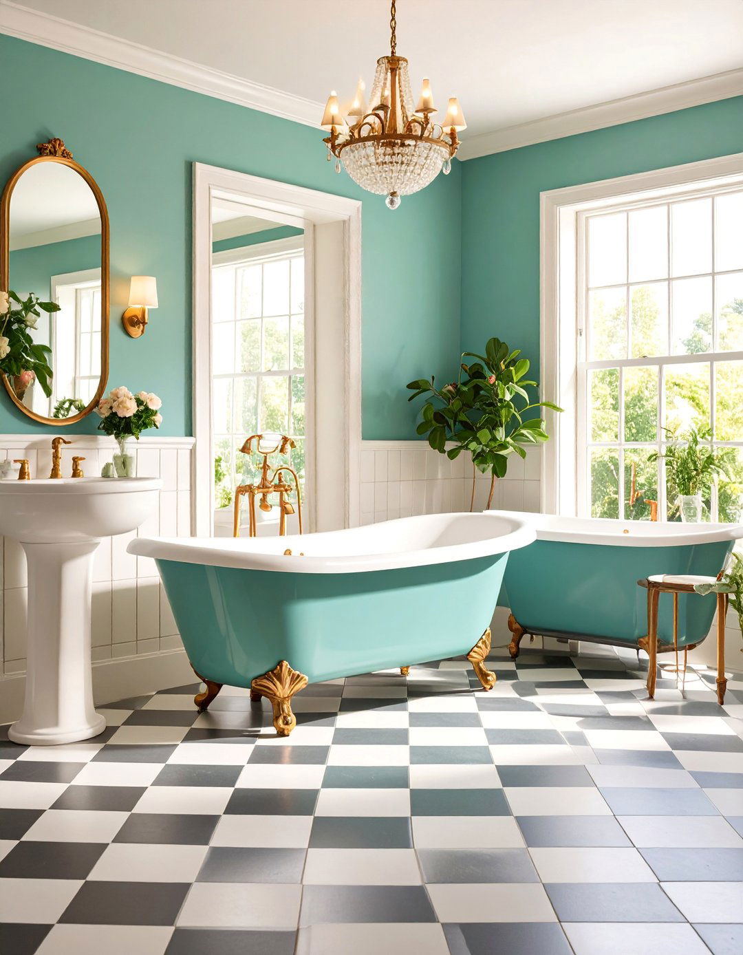 Vintage Inspired Jack and Jill Bathroom with Clawfoot Tub - 25 Jack and Jill Bathroom Ideas