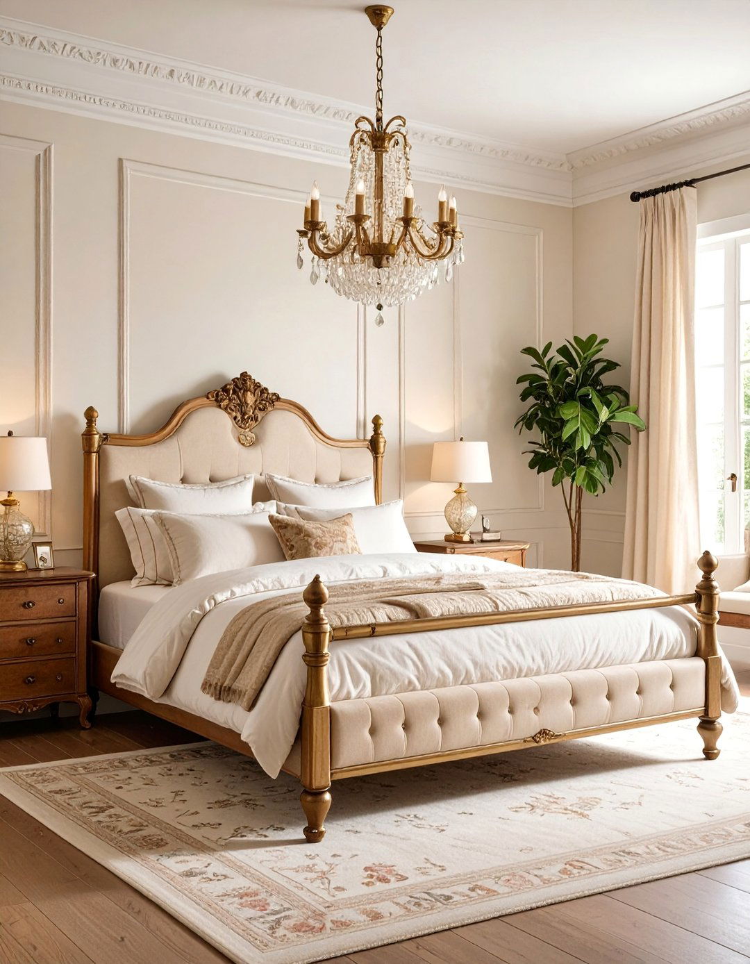 Vintage Inspired Neutral Bedroom with Antique Accents - 25 Neutral Bedroom Ideas