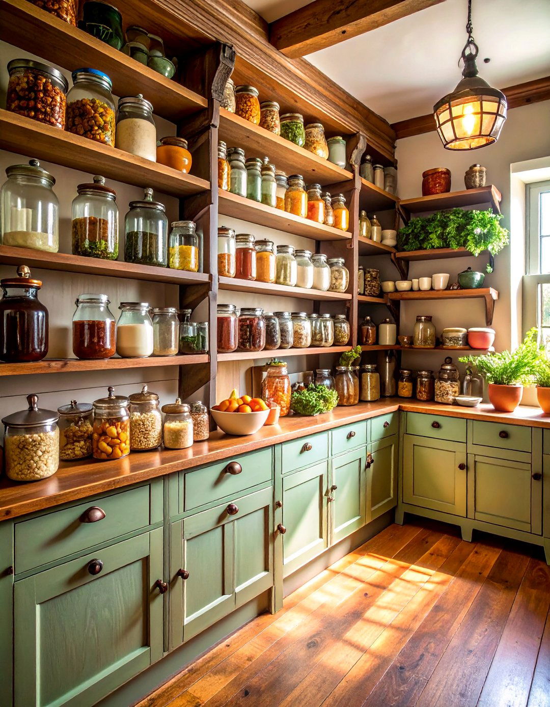 Vintage Inspired Pantry with Glass Canisters - 25 Larder Cupboard and Pantry Ideas for Your Kitchen