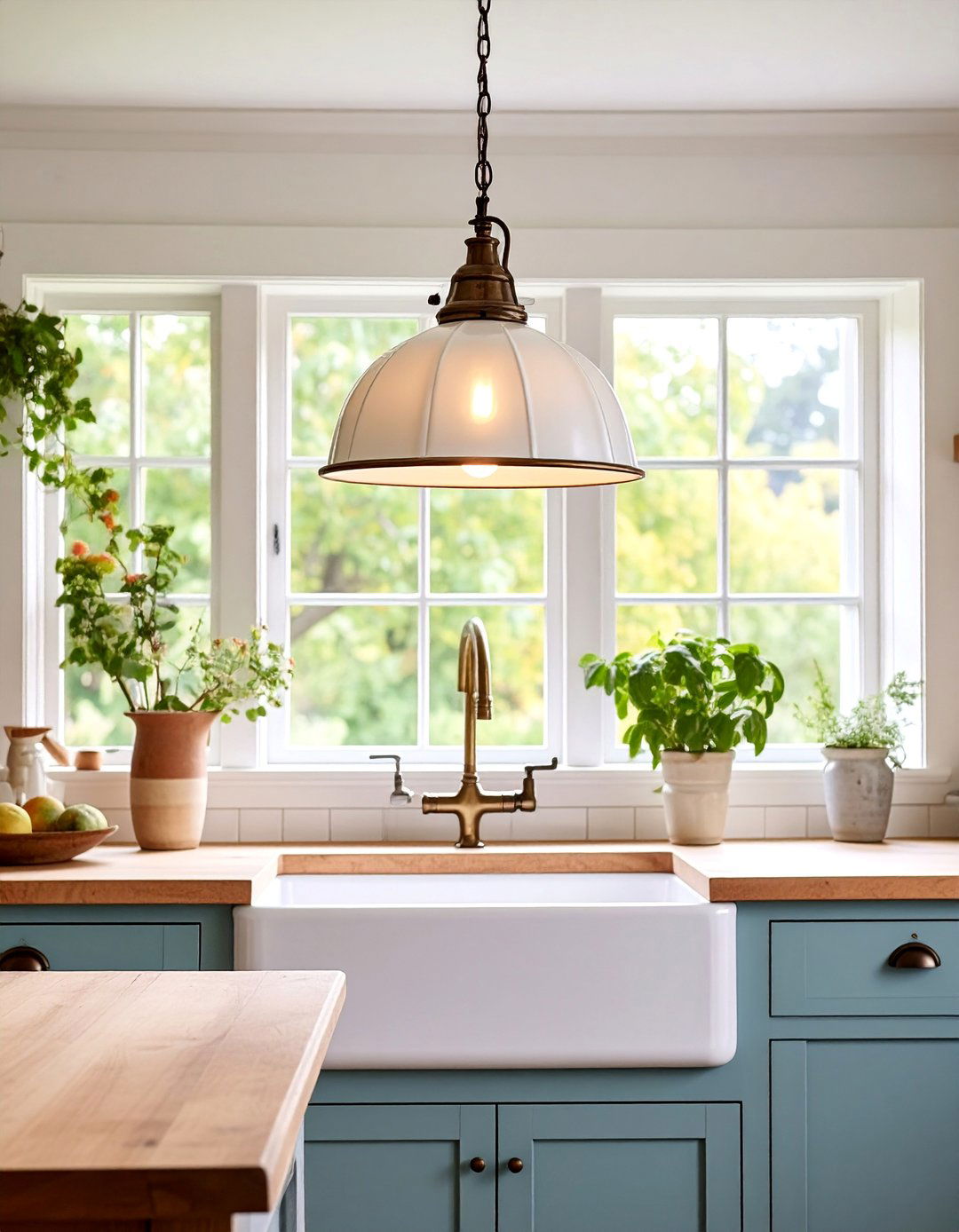 Vintage Inspired Schoolhouse Pendant Lights - 25 Kitchen Sink Lighting Ideas
