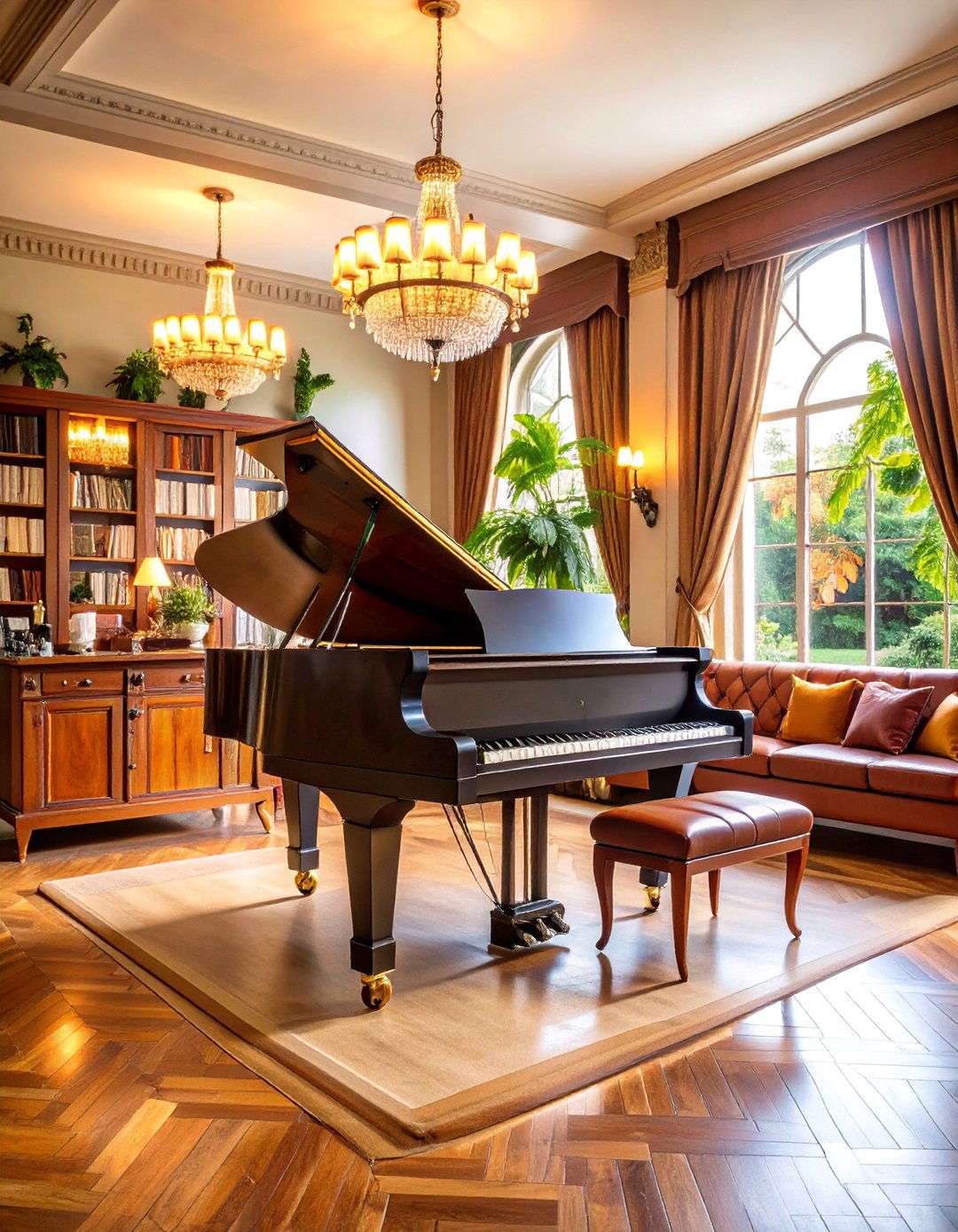 Vintage Jazz Piano Room with s Cocktail Lounge Style - 25 Piano Room Ideas