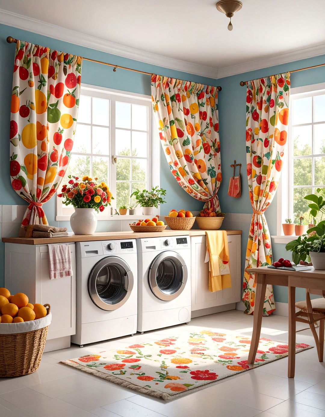 Vintage Kitchen Towel Inspired Curtains - 25 Laundry Room Curtain Ideas