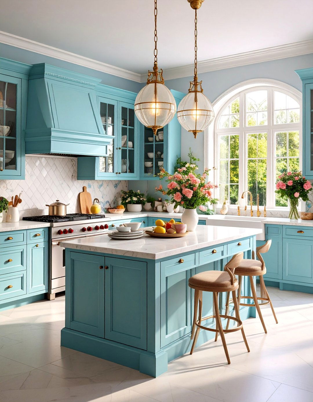 Vintage Kitchen with Display Worthy Glass Front Cabinets - 25 Vintage Kitchen Ideas