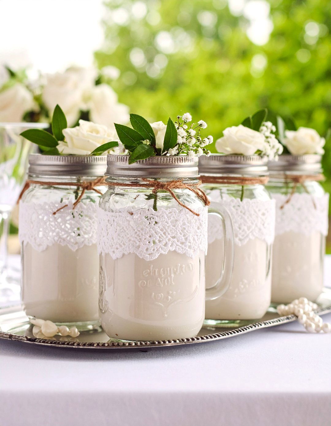 Vintage Lace Doily Mason Jar Elegance - 25 Mason Jar Wedding Centerpieces