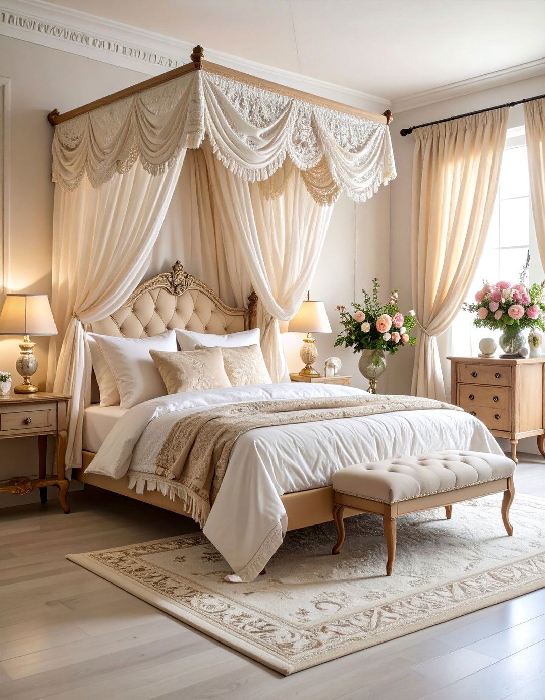 Vintage Lace Window Charm - 25 Bedroom Window Ideas