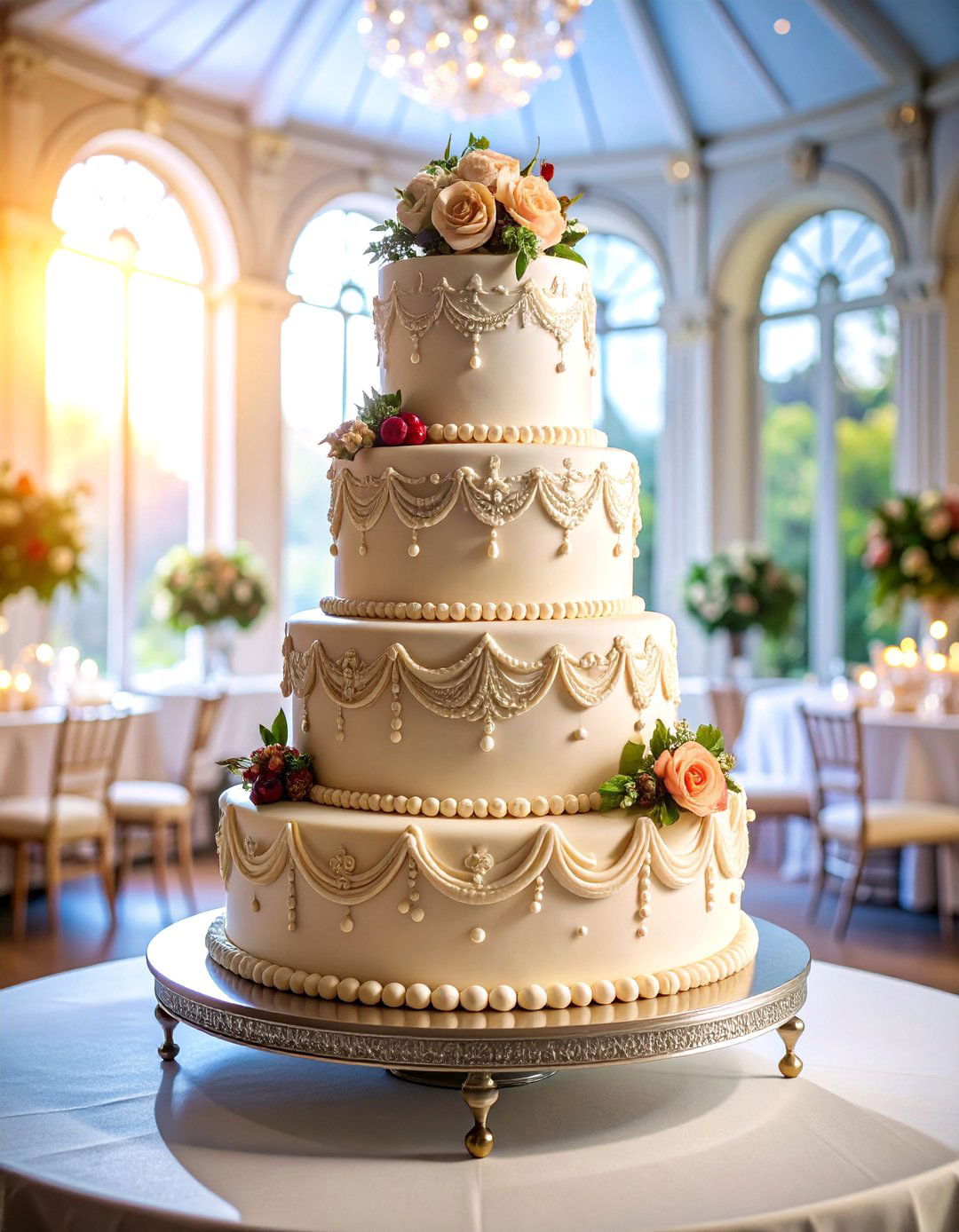 Vintage Lambeth Wedding Cake with Ornate Piping - 25 Wedding Cake Ideas