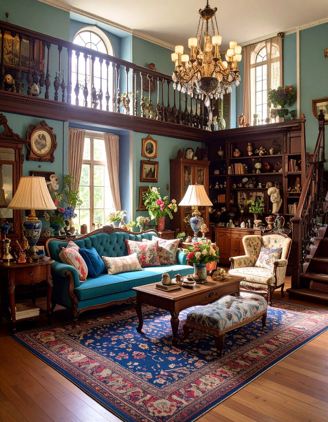 Vintage Landing with Antique Character - 25 Stair Landing Ideas
