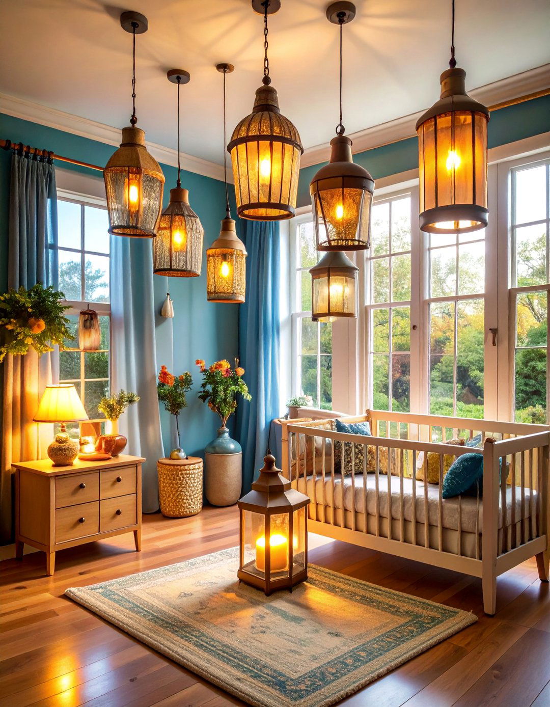 Vintage Lantern Lighting Nursery - 25 Rustic Nursery Ideas
