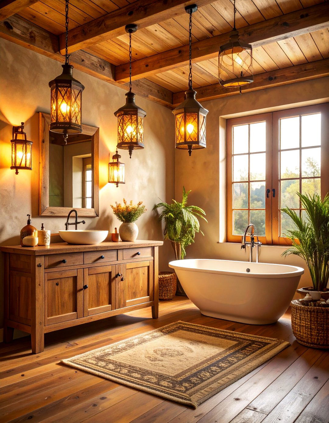 Vintage Lantern Lighting Theme - 25 Western Bathroom Ideas