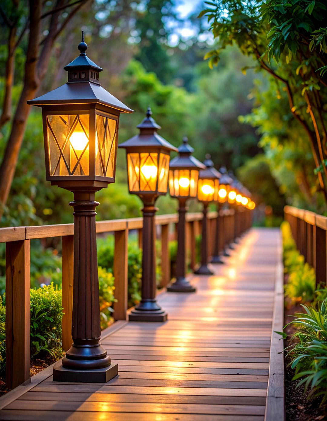 Vintage Lantern Pathway Lighting - 25 Deck Lighting Ideas