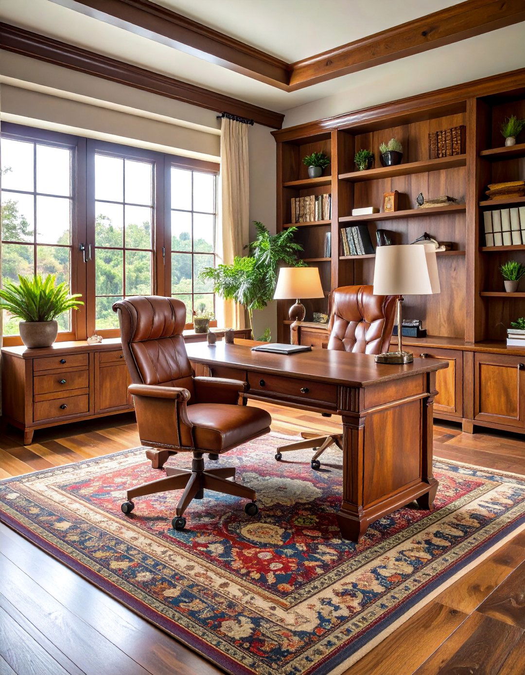 Vintage Leather and Wood Combination - 25 Bohemian Home Office Ideas