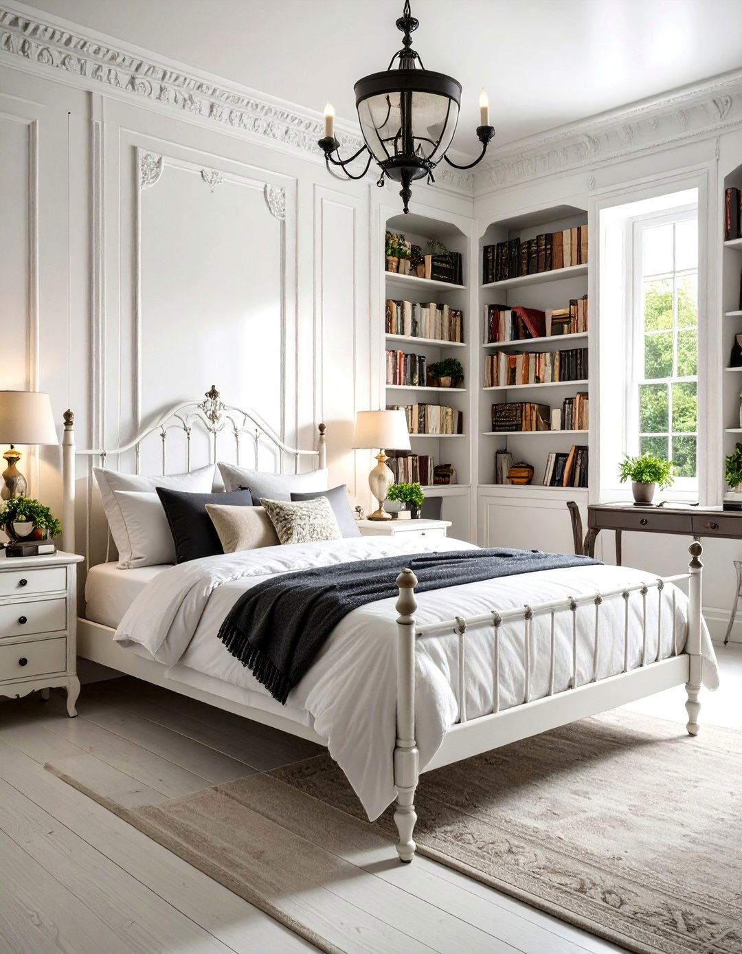 Vintage Library Black and White Study Bedroom - 25 Feminine Black and White Bedroom Ideas