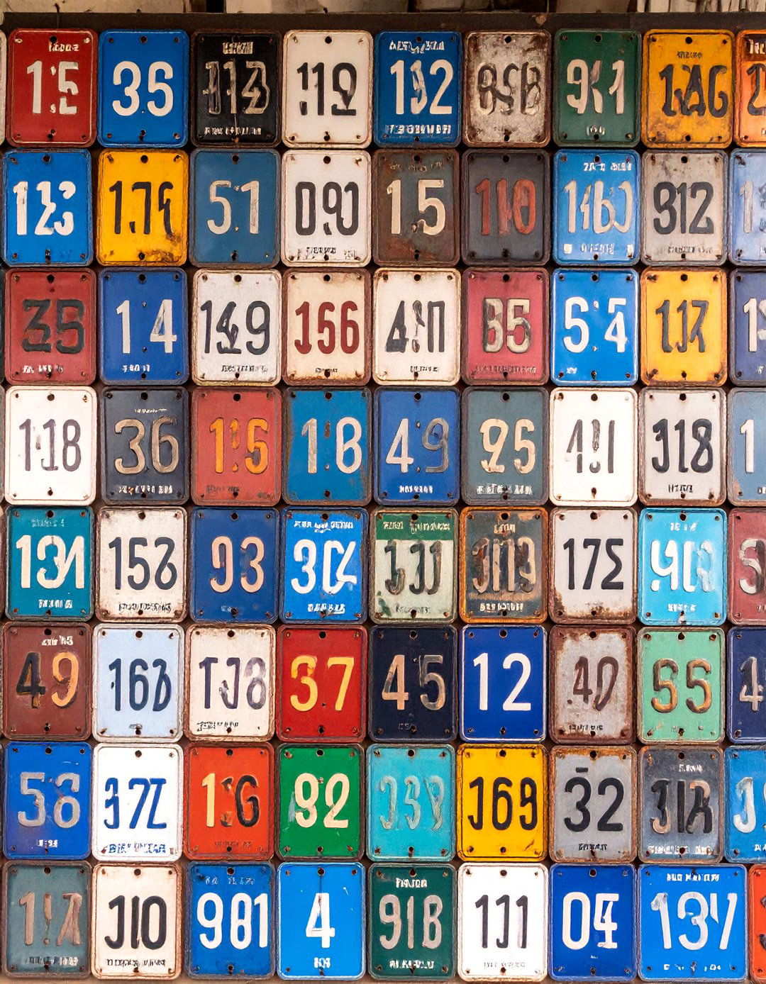 Vintage License Plate House Number Collage - 25 House Number Ideas