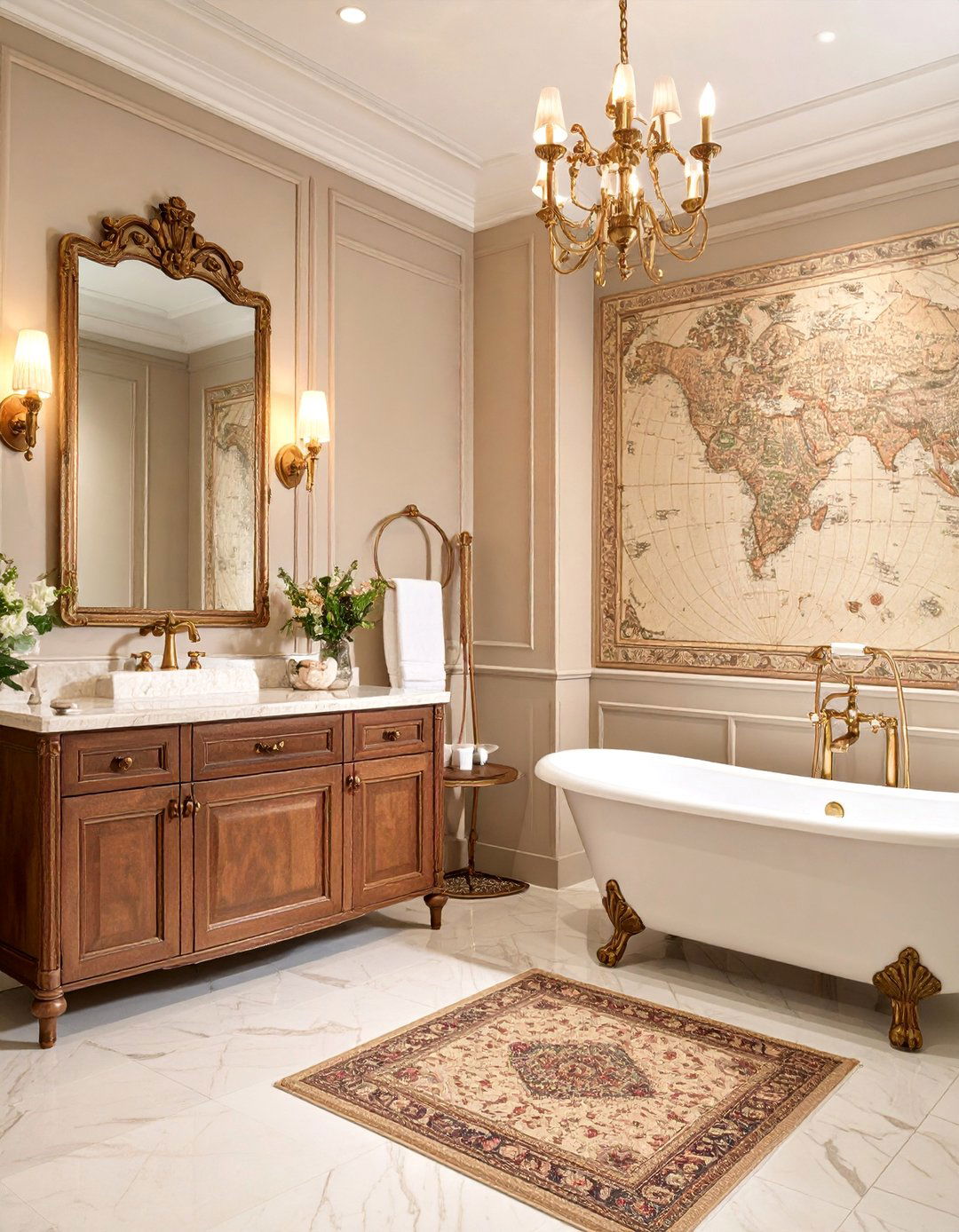 Vintage Map Adventure - 25 Powder Room Wallpaper Ideas